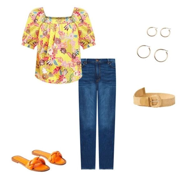 LOFT 14/32 Vintage Dark Blue Wash The Straight Crop Distressed Jeans - Picture 1 of 16